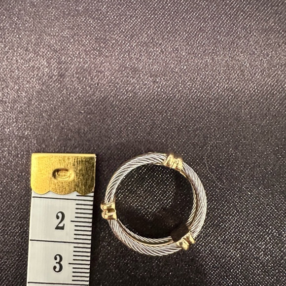 David Yurman Silver and Gold Cable Ring - Picture 4 of 7